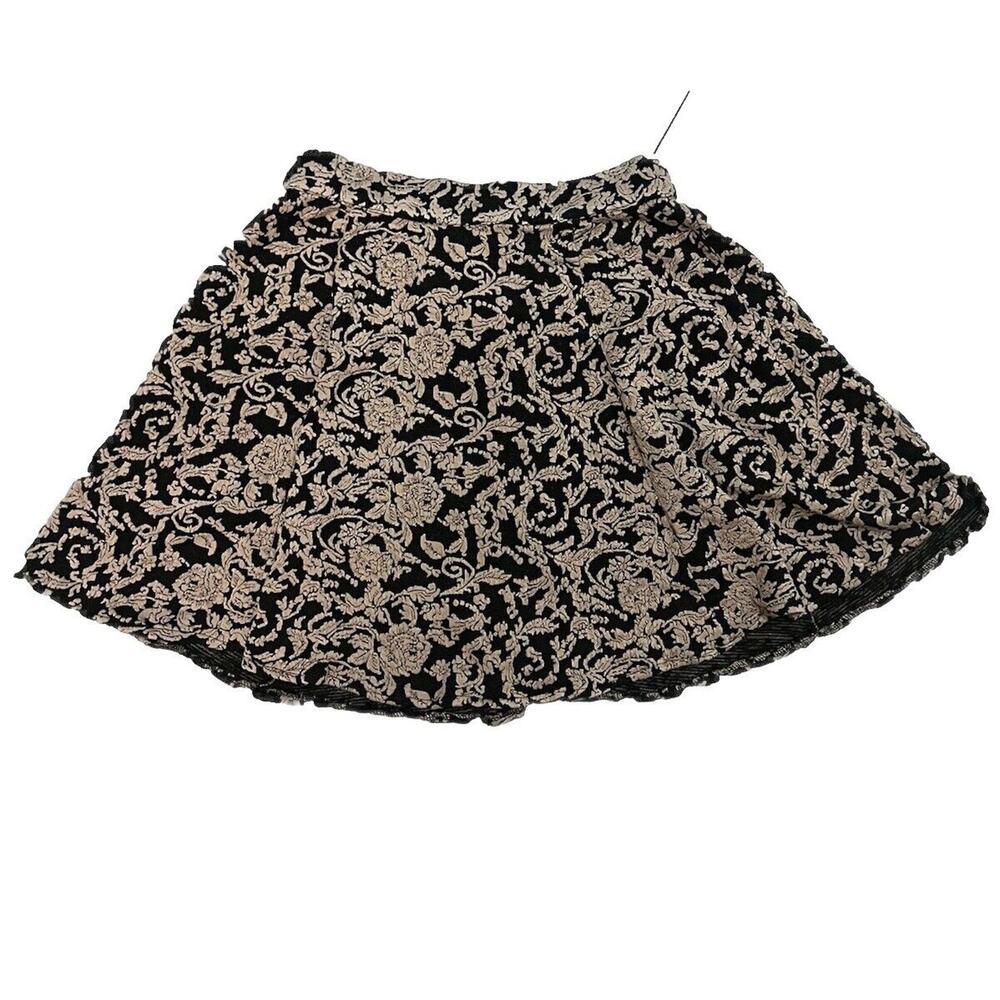 Angie Y2K Unique Brown Embroidered Black Short Skirt Sz S